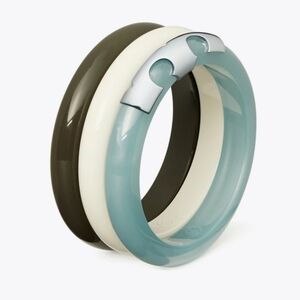 TORY BURCH Bangle Set in Blue, Ivory, and Green